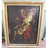 A 19th Century oil on canvas 'Christs Descent from the Cross',