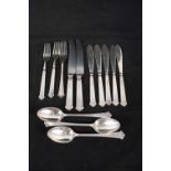 A quantity of silver cutlery and two silver handled knives all by Elkington & Co,