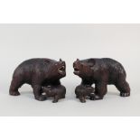 A pair of Black Forest bears and cubs,