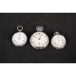 Two lady's continental silver fob watches plus a services pocket watch