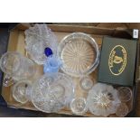 A boxed Belfast crystal tumblers and other cut glass etc