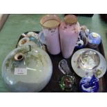 Glass paperweights plus other china and glass