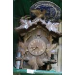 A carved wood cuckoo clock plus a Copeland Spode Italian plate