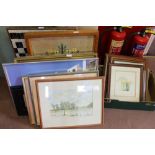 Three watercolours, Colorado Pikes Peak, cityscape, Dedham Vale limited edition prints,