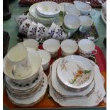 Three part tea sets, Burleigh ware Edinburgh, Royal Albert Queens Messenger and Gladstone china,