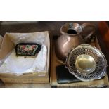 A 19th Century copper harvest jug, silver plate,