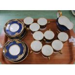 An Aynsley blue and gilt part coffee set