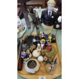 Various golfing themed items including figures