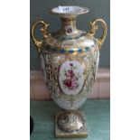 A Japanese L & Co two handed gilt and floral vase,