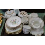 A Tuscan china floral part tea set