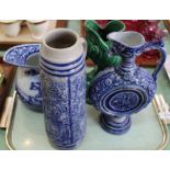 A Royal Doulton blue and white Morland scene jug,