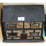 A Folk Art cork and wood house shaped jewellery box