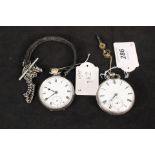 Two silver cased pocket watches (one has a cracked dial the other case is as found),