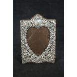 A silver heart shaped photo frame, London 1897,