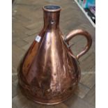 A 19th Century two gallon seamed copper haystack measure with cylindrical neck and 'C' scroll