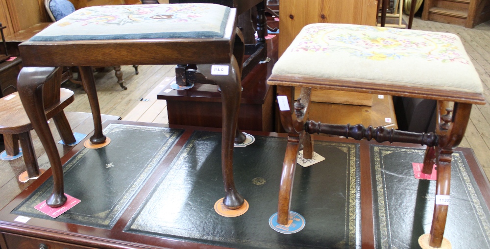 Two 19th Century mahogany tapestry seat stools