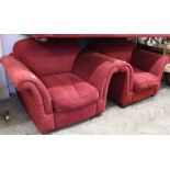 A pair of DFS dark red armchairs