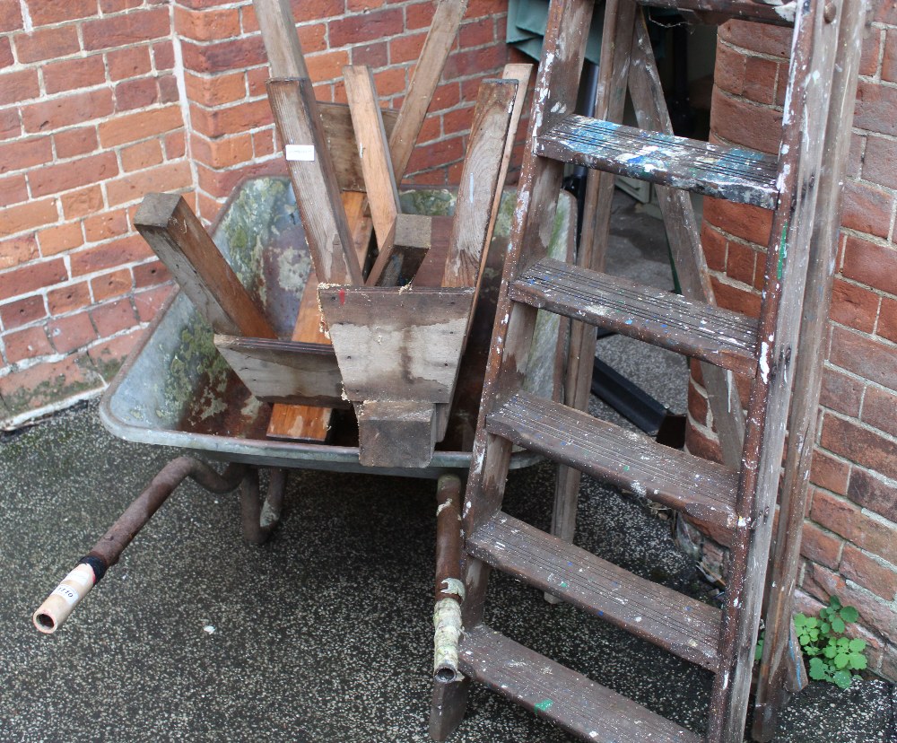 A wheelbarrow,