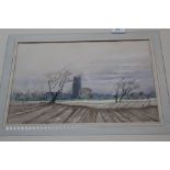 Arthur Bagot watercolour, view to Carlton Church, 1991,