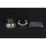 Mixed silver items consisting of a Capstan inkwell,