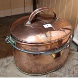 A 19th Century copper oval swing handled cauldron