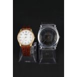 A gents Emporio Armani quartz wristwatch (dial as found) plus a Fortis quartz watch