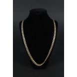 A heavy 9ct gold flat link necklace