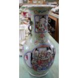 A 19th Century Cantonese polychrome figure and floral vase,