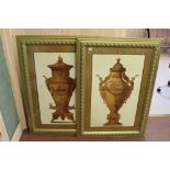 A pair of gilt framed prints of classical urns