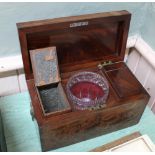 A 19th Century mahogany tea caddy with cut glass blending bowl