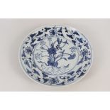 A 19th Century Chinese blue and white floral plate,