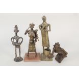 Four various African bronze figures