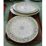 Six 19th Century Derby green banded and floral plates