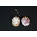 Two carved cameo brooches,
