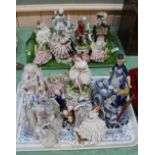 Various continental porcelain figurines (two trays)