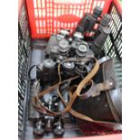 Six pairs of binoculars, Hartmann 7x50, Chinon 7x35, Scope 8x40, Prelude 8x30,