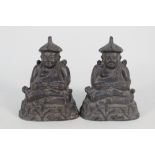 A pair of Chinese bronze seated Buddhas,