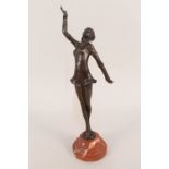 A bronze in Art Deco style of a lady,