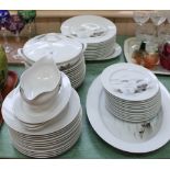 A Japanese porcelain part dinner set with Mt Fuji landscape decoration