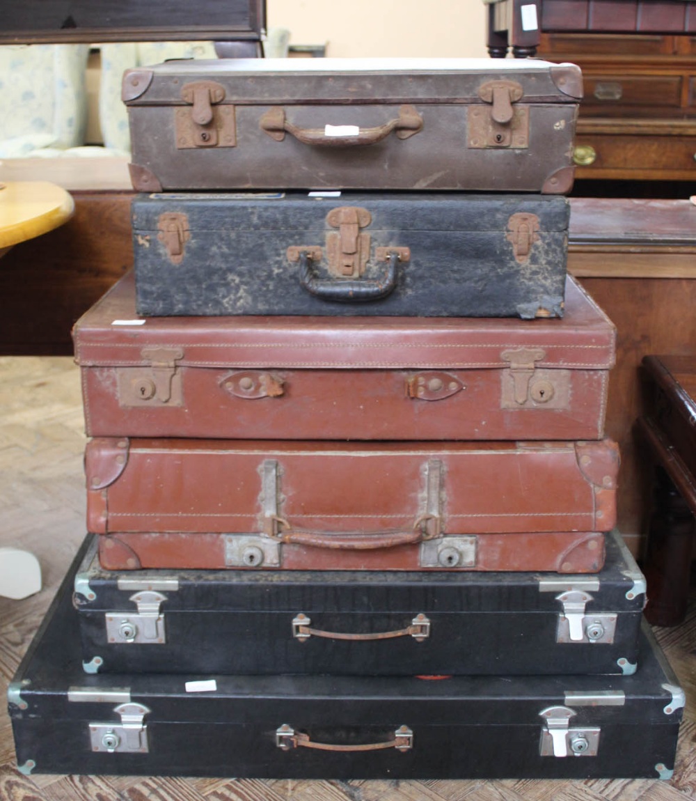 Six various vintage cases some with Cunard labels