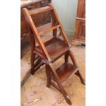 A set of Edwardian mahogany library steps