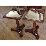 A pair of unusual 19th Century mahogany mirror top occasional tables,