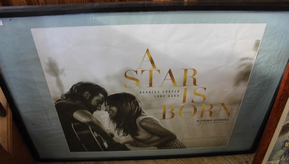 A framed and glazed print of film poster for 'A Star is Born'