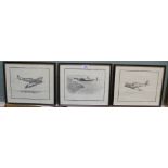 Three pictures of WWII planes including a Spitfire,