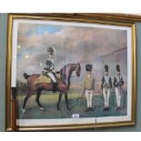 A military print of 'Soldiers of the 10th Light Dragoons' (George Stubbs 1724-1806), 23" x 28",