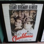 A framed Casablanca film poster