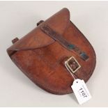 A WWI (dated 1918) Cavalry Officers leather spare horse shoe pouch