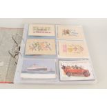 An album of postcards including four WWI silks