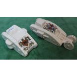 Two WWI era crested china tanks,