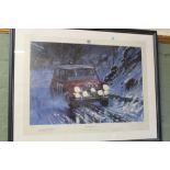 Nicholas Watts limited edition print, Monte Carlo Rally 1964, bears three signatures,